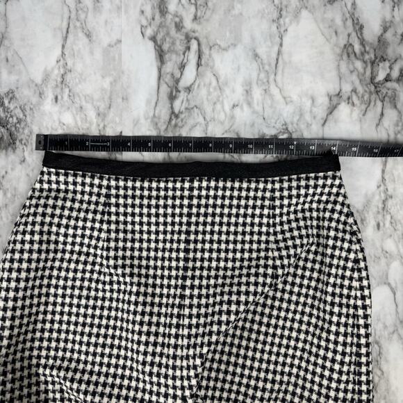 Vintage Lucia Lukken Houndstooth Pleated Flared Skirt Made In USA Size 6 8 Knee - Picture 4 of 7